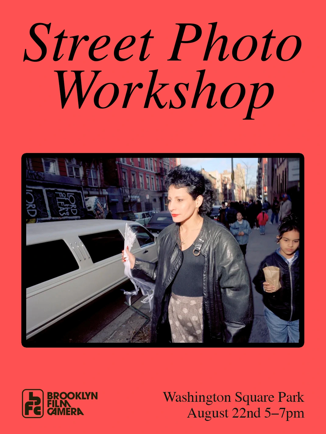 Red Street Photo Workshop poster with a photograph of a New York street