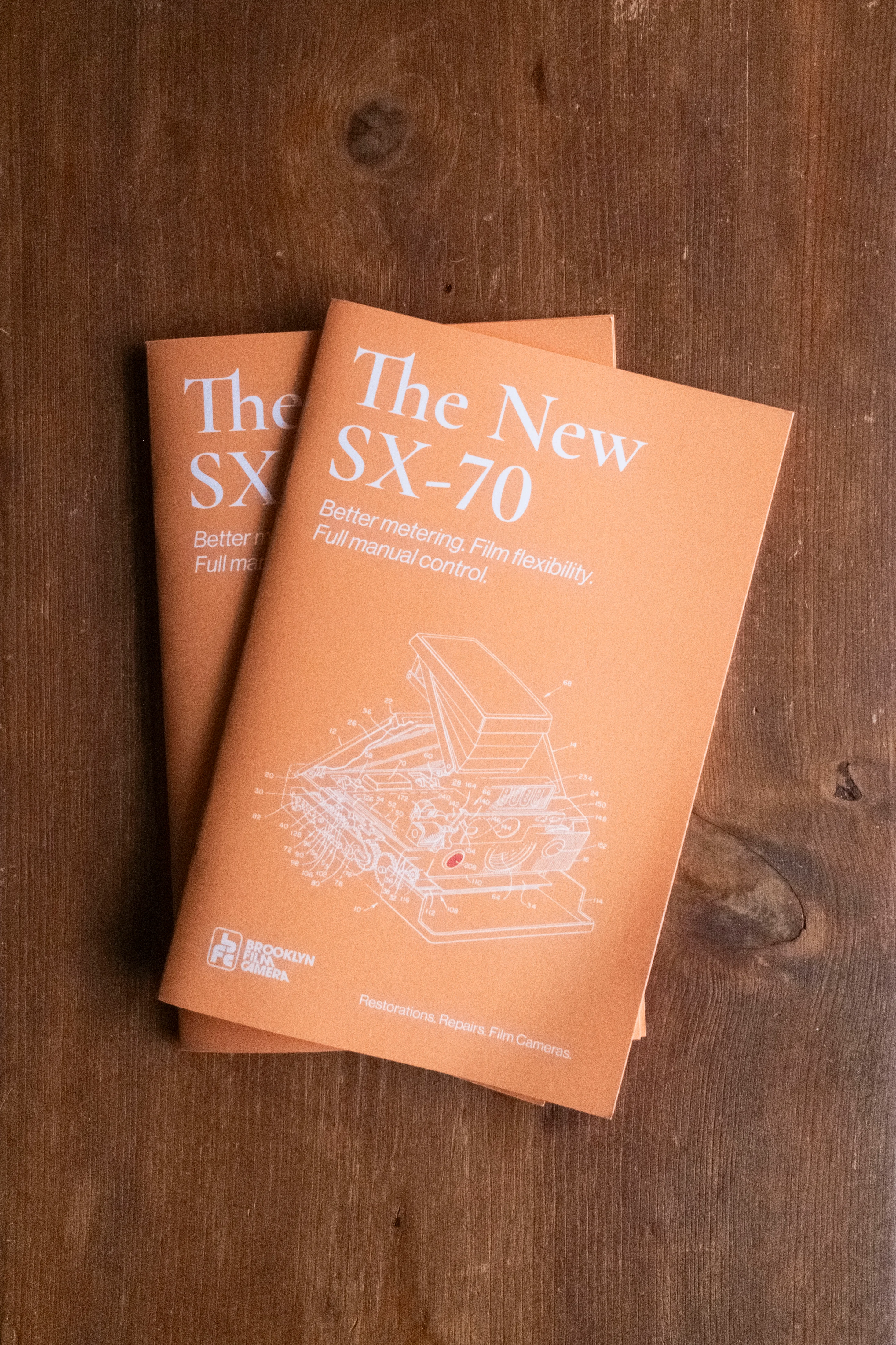 Orange Brooklyn Film Camera printed booklets for the SX-70 camera